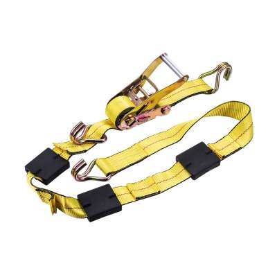 Car Tie Down Wheel Ratchet Strap with Rubber Sliding Tire Grippers Tire Traction Strap