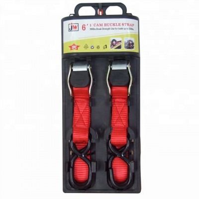 2PC cam buckle strap tie down strap cargo lashing with S hook